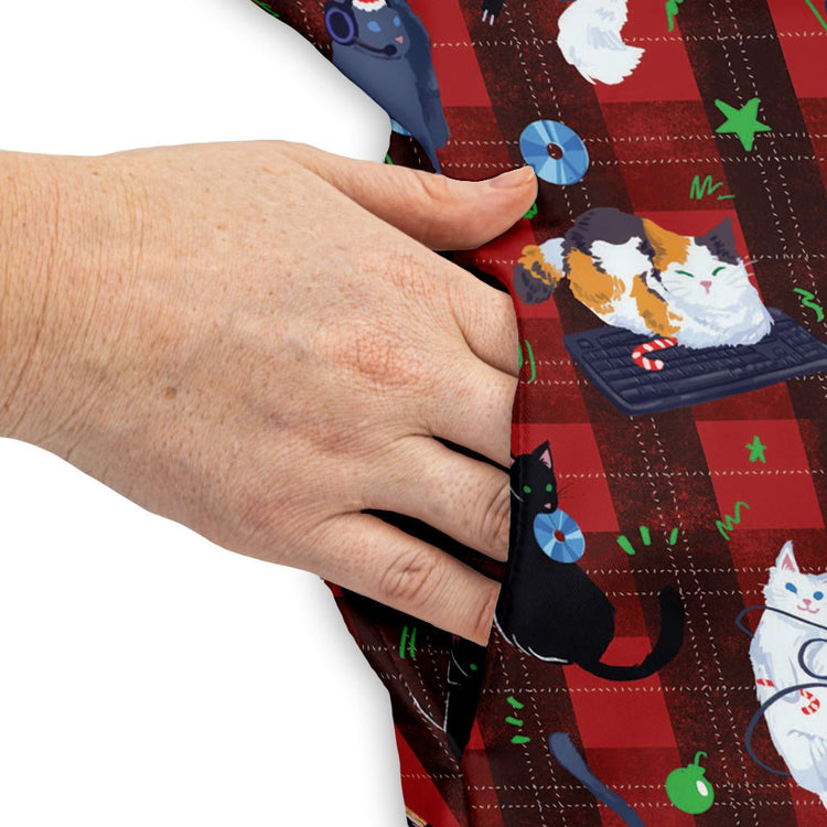Video Game Cats Christmas Dress Geek Nerd Christmas Print Design by Claire Murphy lx - C