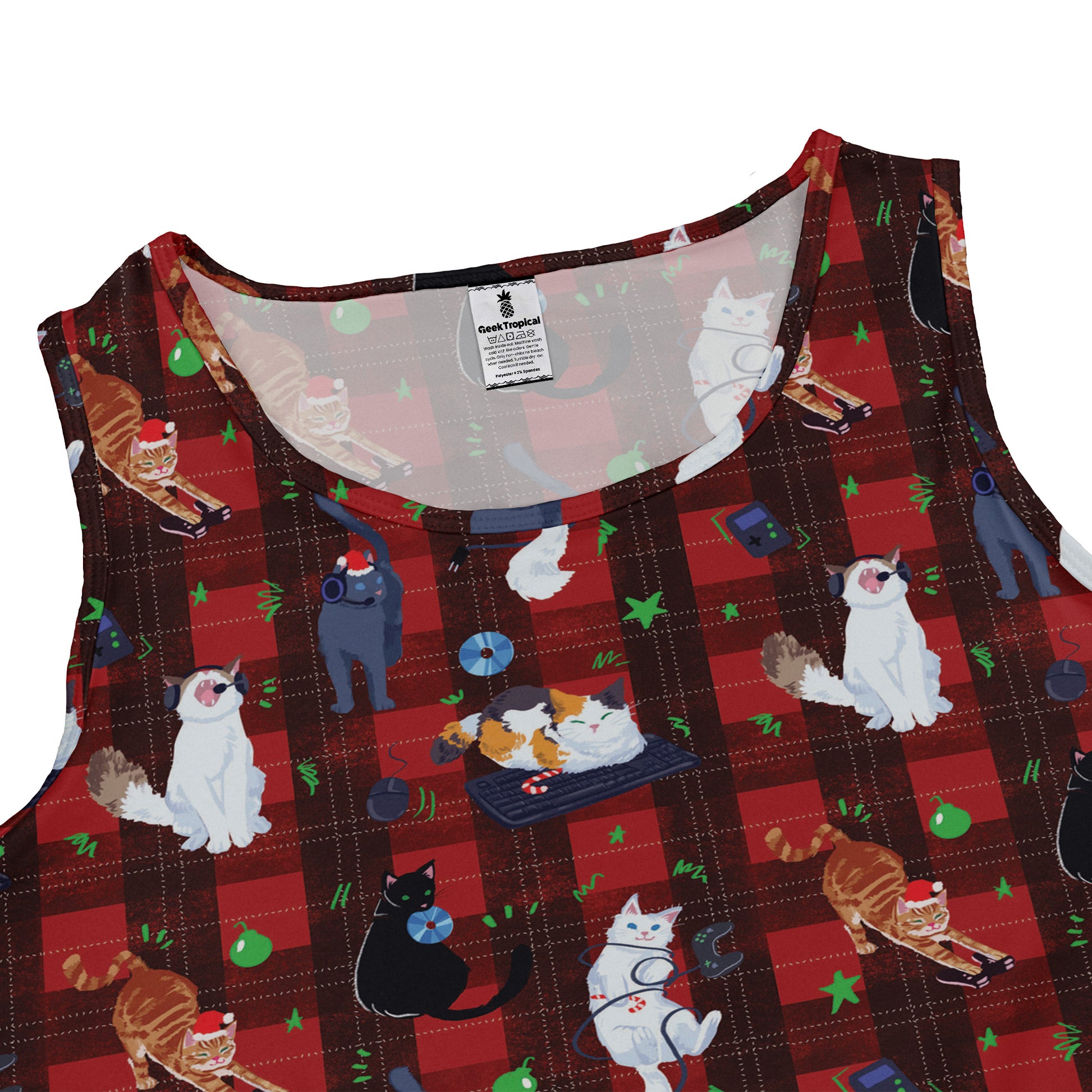 Video Game Cats Christmas Dress Geek Nerd Christmas Print Design by Claire Murphy lx - C