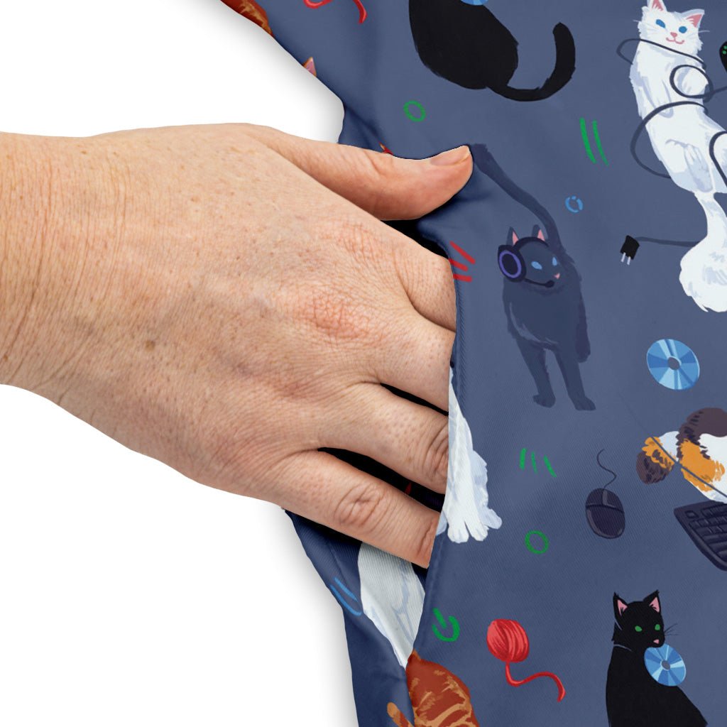 Video Game Cats Light Dress Geek Nerd Animal Patterns Design by Claire Murphy lx - C