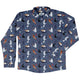 Video Game Cats Light Long Sleeve Button Up Shirt Geek Nerd adult sizing Animal Patterns Design by Claire Murphy