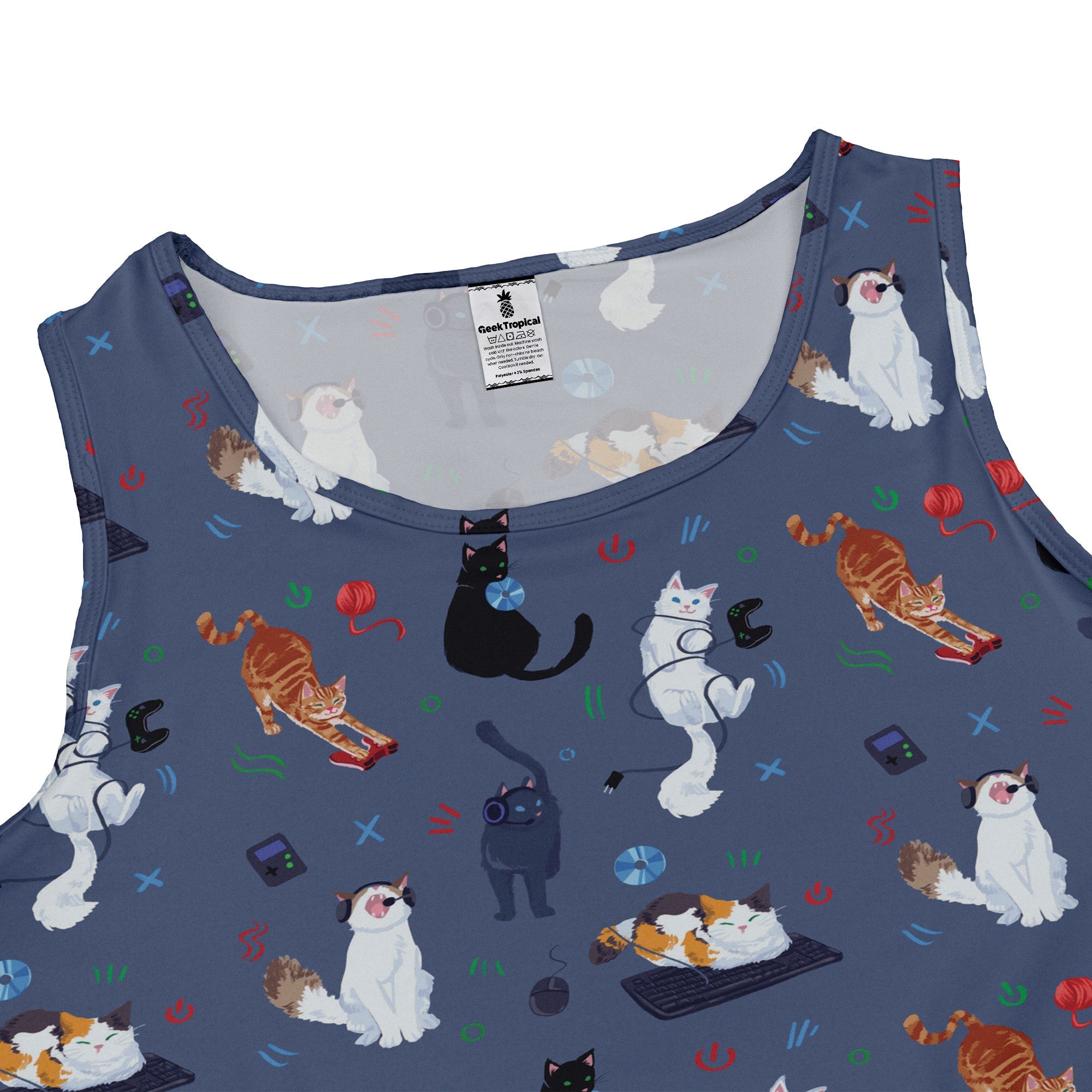 Video Game Cats Light Dress Geek Nerd Animal Patterns Design by Claire Murphy lx - C