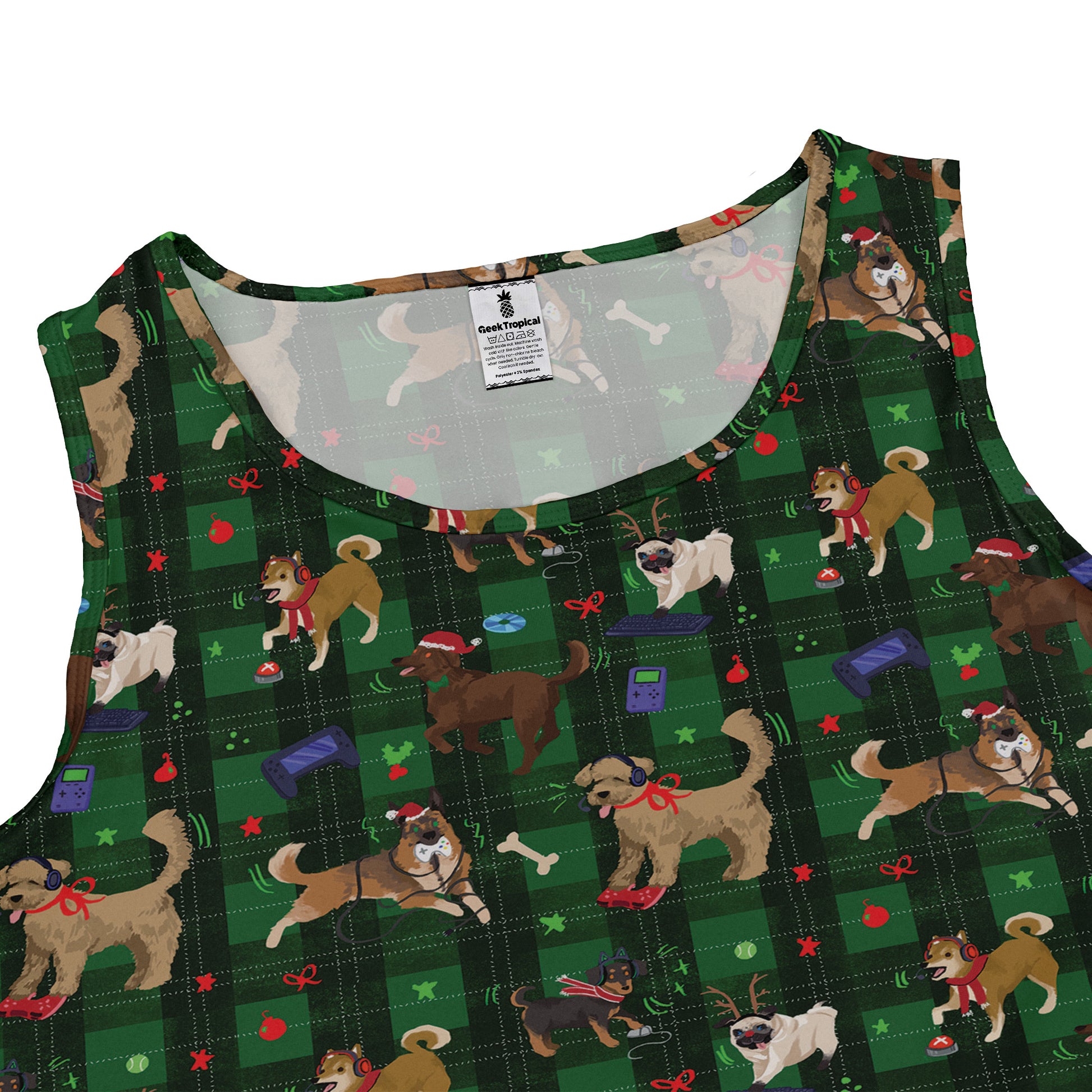 Video Game Dogs Christmas Dress Geek Nerd Christmas Print Design by Claire Murphy lx - C