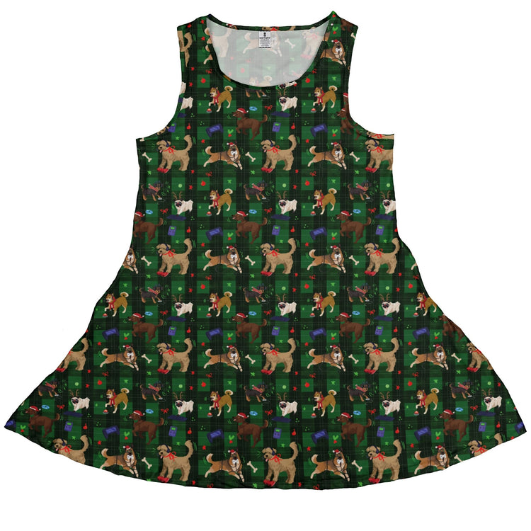 Video Game Dogs Christmas Dress Geek Nerd Christmas Print Design by Claire Murphy lx - C