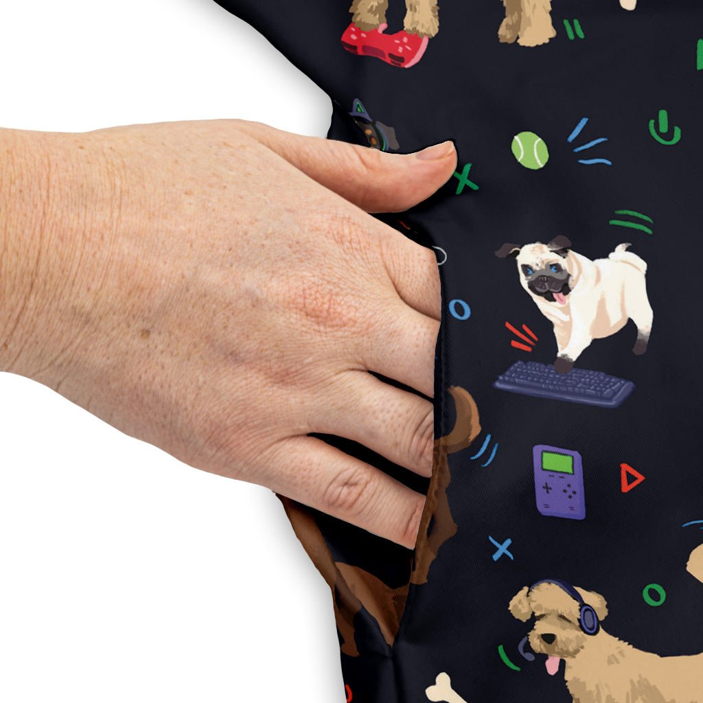 Video Game Dogs Dark Dress Geek Nerd Animal Patterns Design by Claire Murphy lx - C