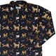 Video Game Dogs Dark Long Sleeve Button Up Shirt Geek Nerd adult sizing Animal Patterns Design by Claire Murphy