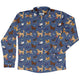 Video Game Dogs Light Long Sleeve Button Up Shirt Geek Nerd adult sizing Animal Patterns Design by Claire Murphy