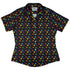 Video Game LGBTQ+ Pride Hearts Curvy Button Up Shirt Geek Nerd Design by Heather Davenport Pride Patterns video game arcade print