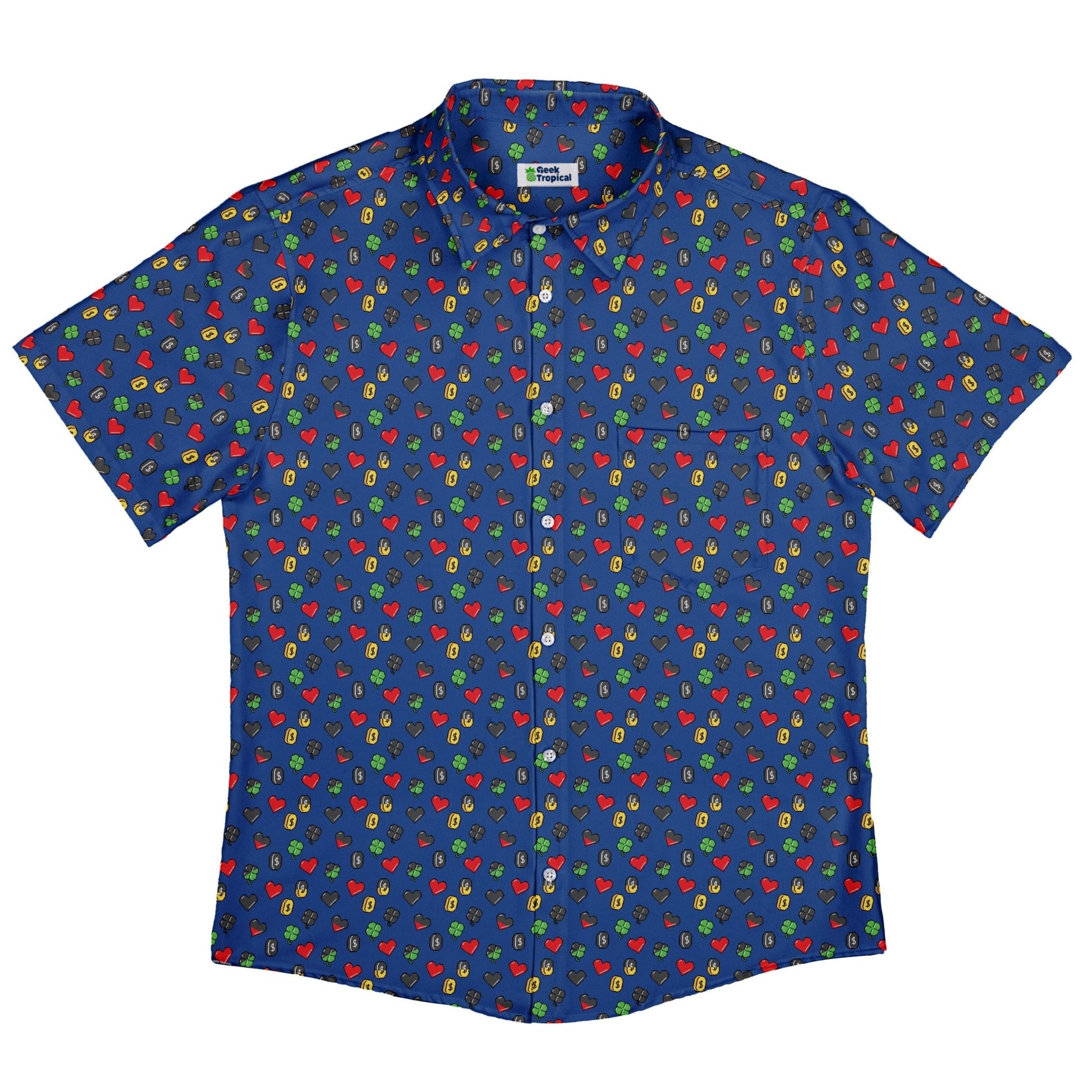Video Game Stats Button Up Shirt Geek Nerd 0925 adult sizing All Adult Button Up Shirts