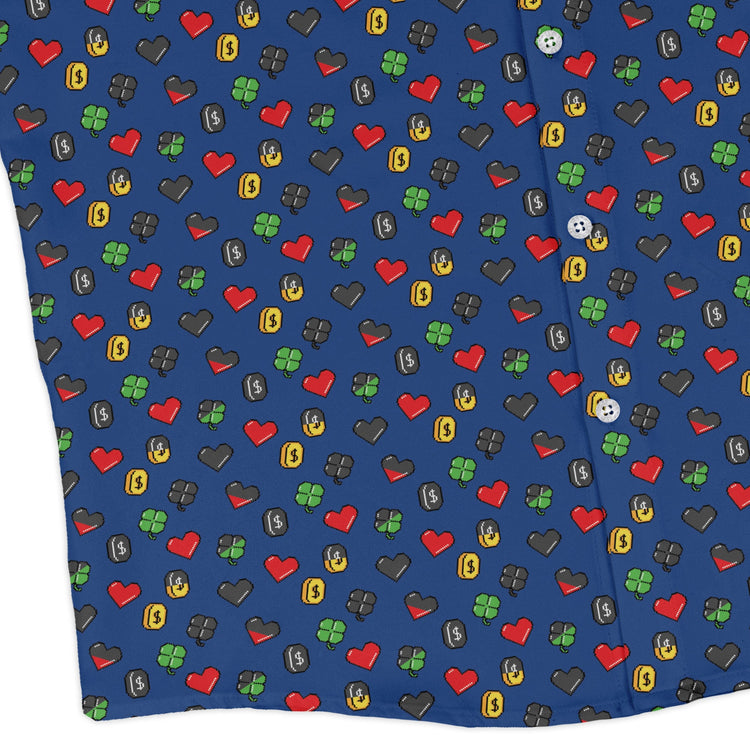 Video Game Stats Long Sleeve Button Up Shirt Geek Nerd 0925 adult sizing All Adult Button Up Shirts