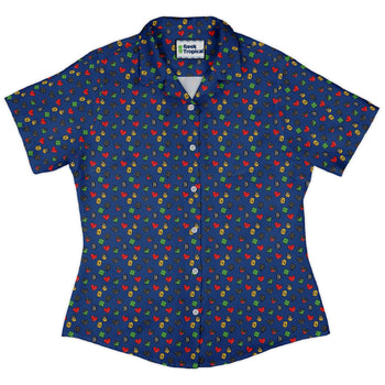 Video Game Stats Curvy Button Up Shirt Geek Nerd 0925 All Adult Button Up Shirts Design by Tobe Fonseca