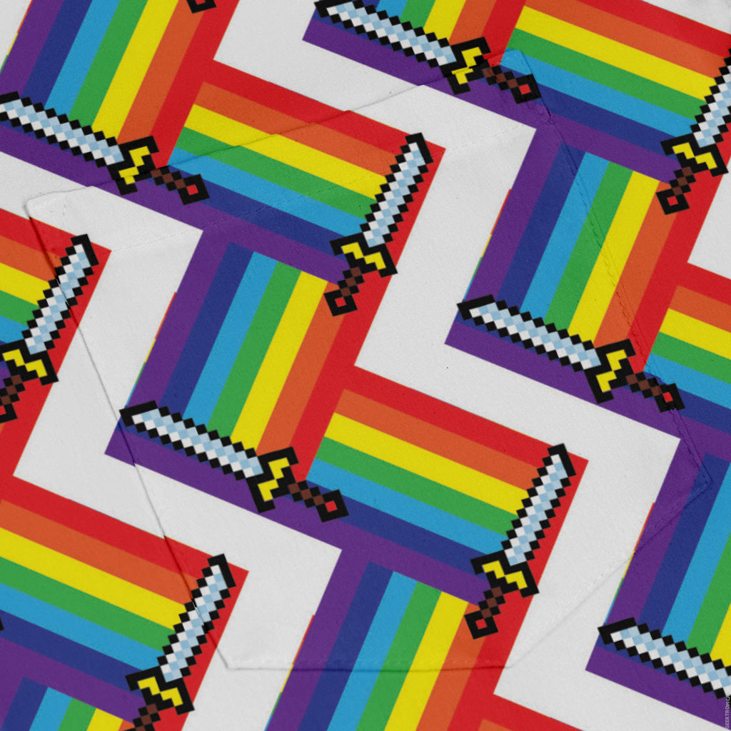 Video Game Swords Rainbow LGBTQ+ Pride Long Sleeve Button Up Shirt