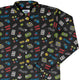 Video Gamer Black Video Game Long Sleeve Button Up Shirt Geek Nerd adult sizing video game arcade print