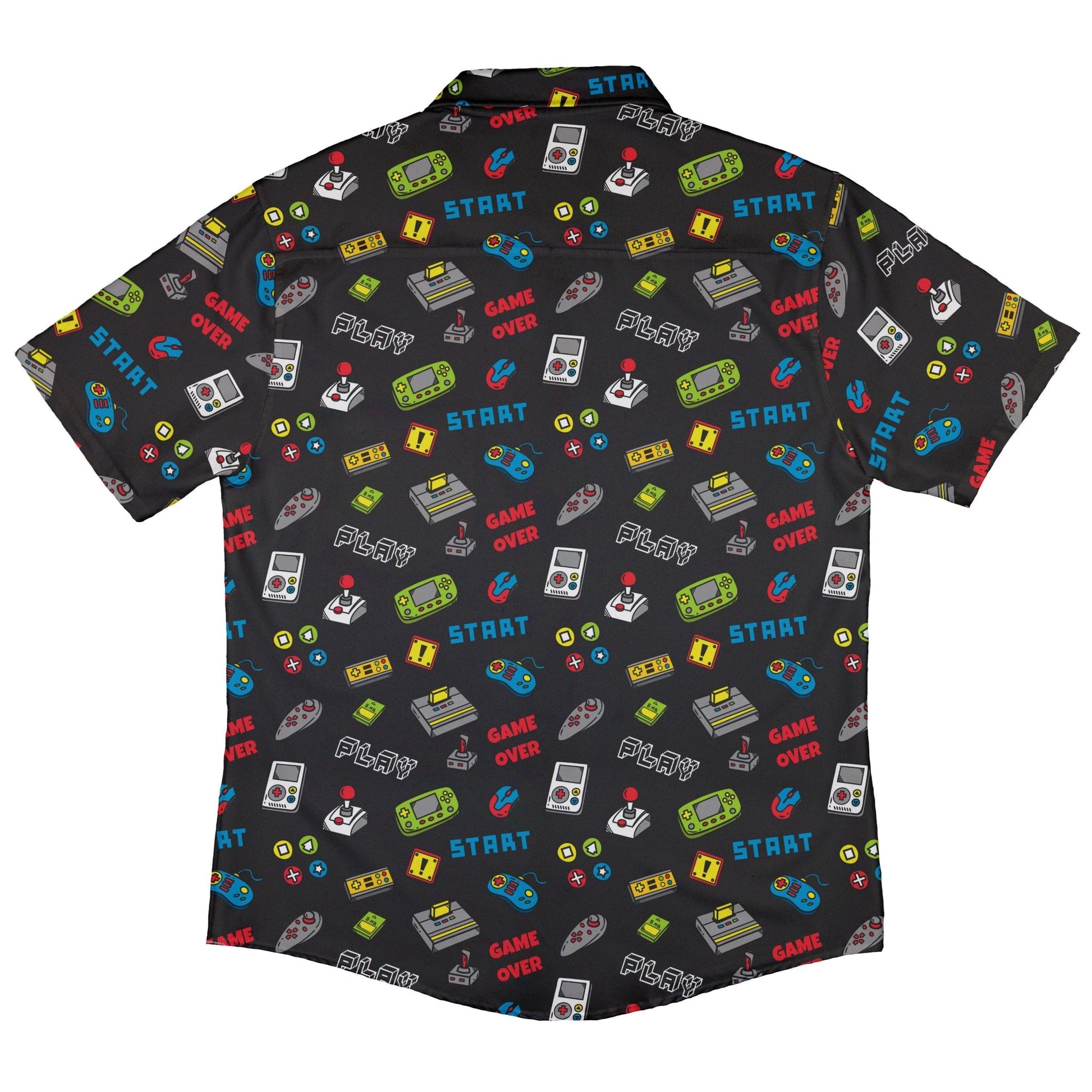 Video Gamer Black Video Game Button Up Shirt - adult sizing - video game arcade print -