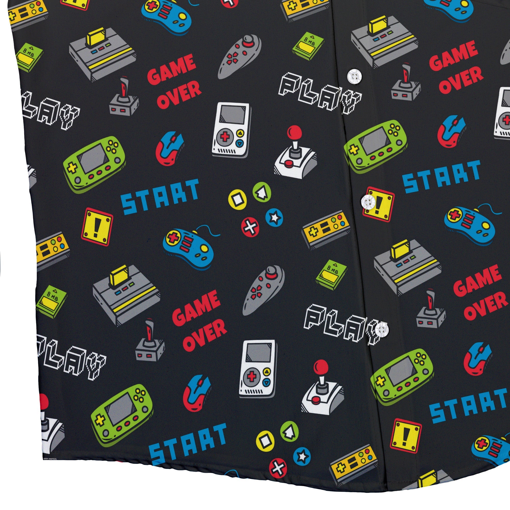 Video Gamer Black Video Game Button Up Shirt - adult sizing - video game arcade print -