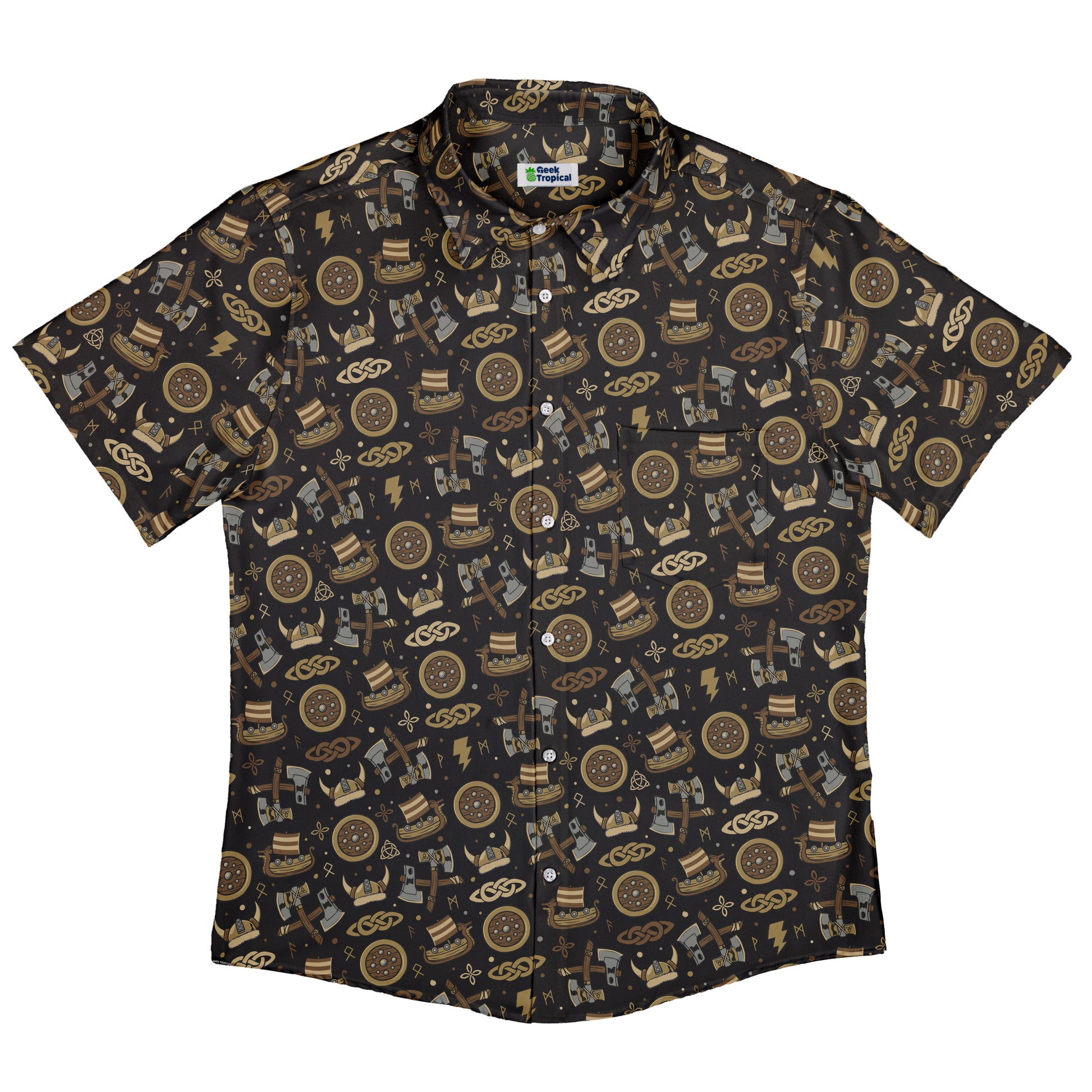 Viking Voyage Button Up Shirt Flat Front