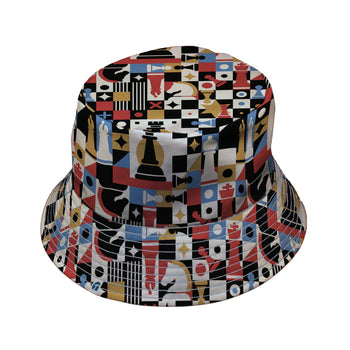 Vintage Chess Art Bucket Hat Geek Nerd 0925 board game print Design by Tobe Fonseca