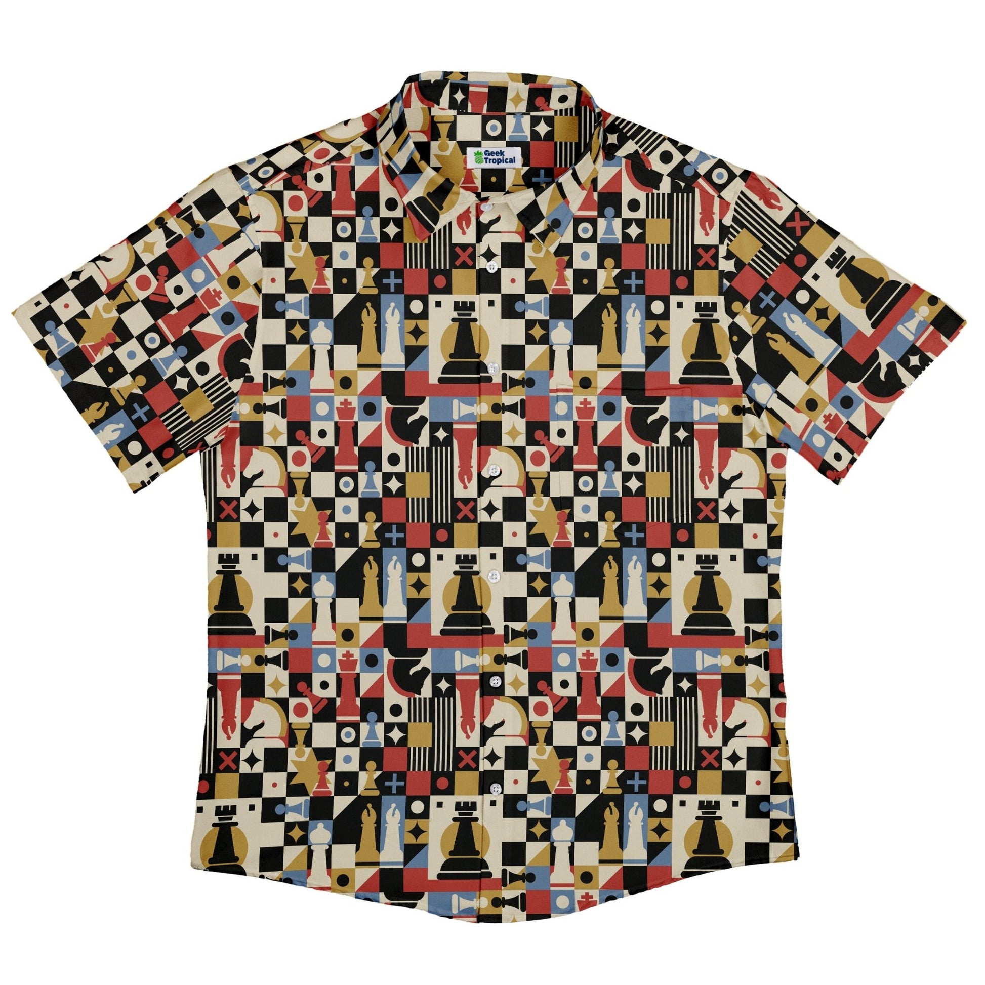 Vintage Chess Art Button Up Shirt Geek Nerd 0925 adult sizing All Adult Button Up Shirts