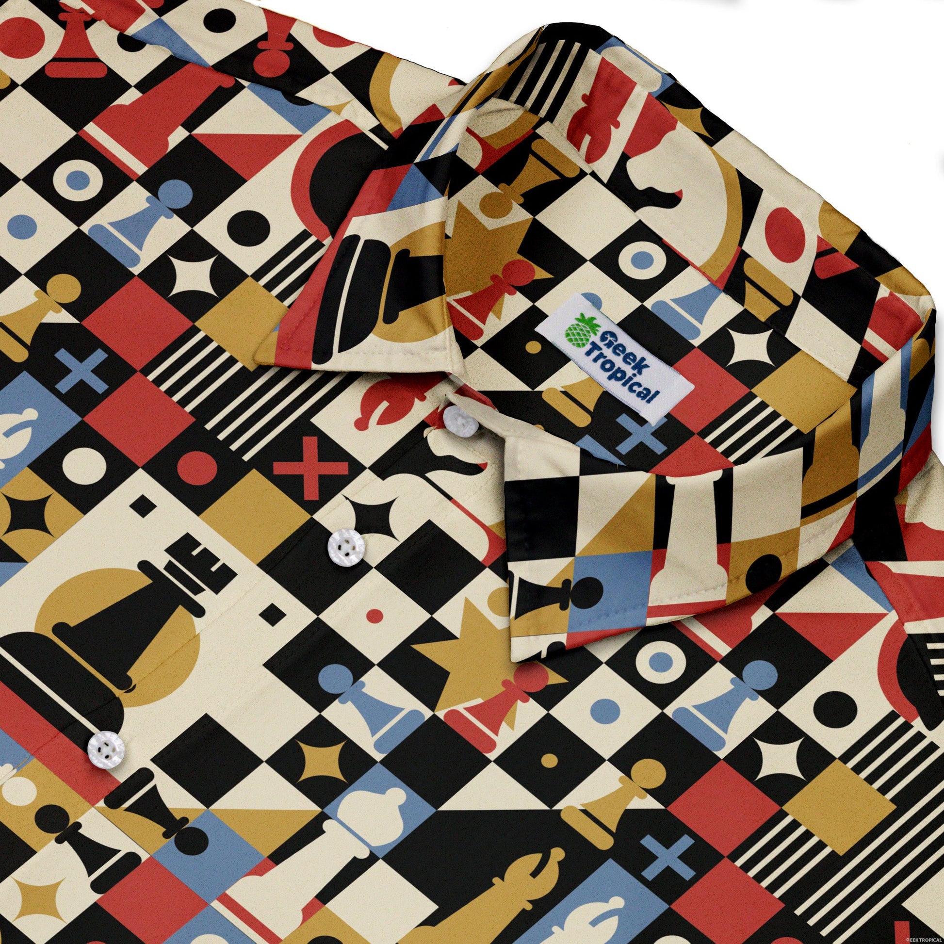 Vintage Chess Art Button Up Shirt Geek Nerd 0925 adult sizing All Adult Button Up Shirts