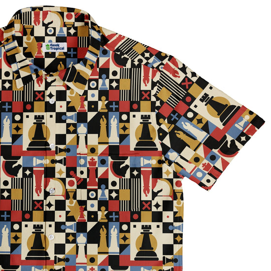 Vintage Chess Art Button Up Shirt Geek Nerd 0925 adult sizing All Adult Button Up Shirts