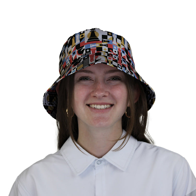 Vintage Chess Art Bucket Hat Geek Nerd 0925 board game print Design by Tobe Fonseca