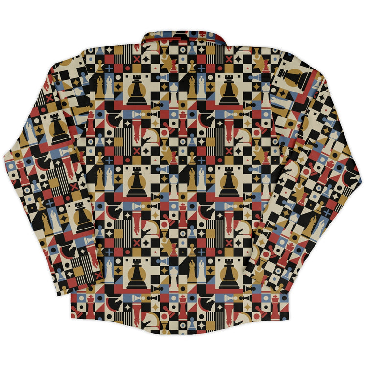 Vintage Chess Art Long Sleeve Button Up Shirt Geek Nerd 0925 adult sizing All Adult Button Up Shirts