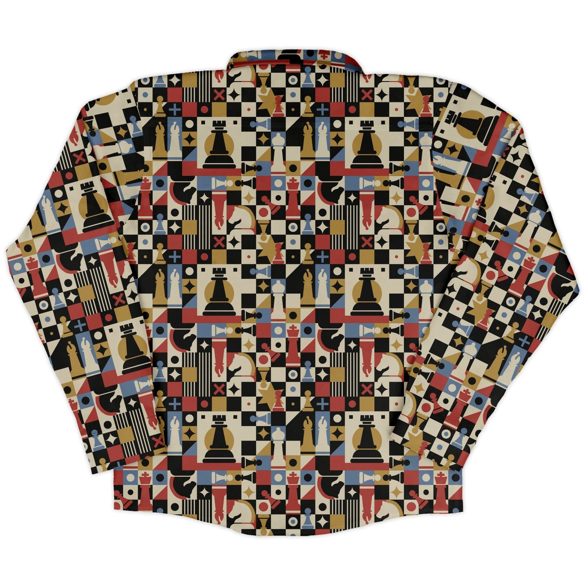 Vintage Chess Art Long Sleeve Button Up Shirt Geek Nerd 0925 adult sizing All Adult Button Up Shirts