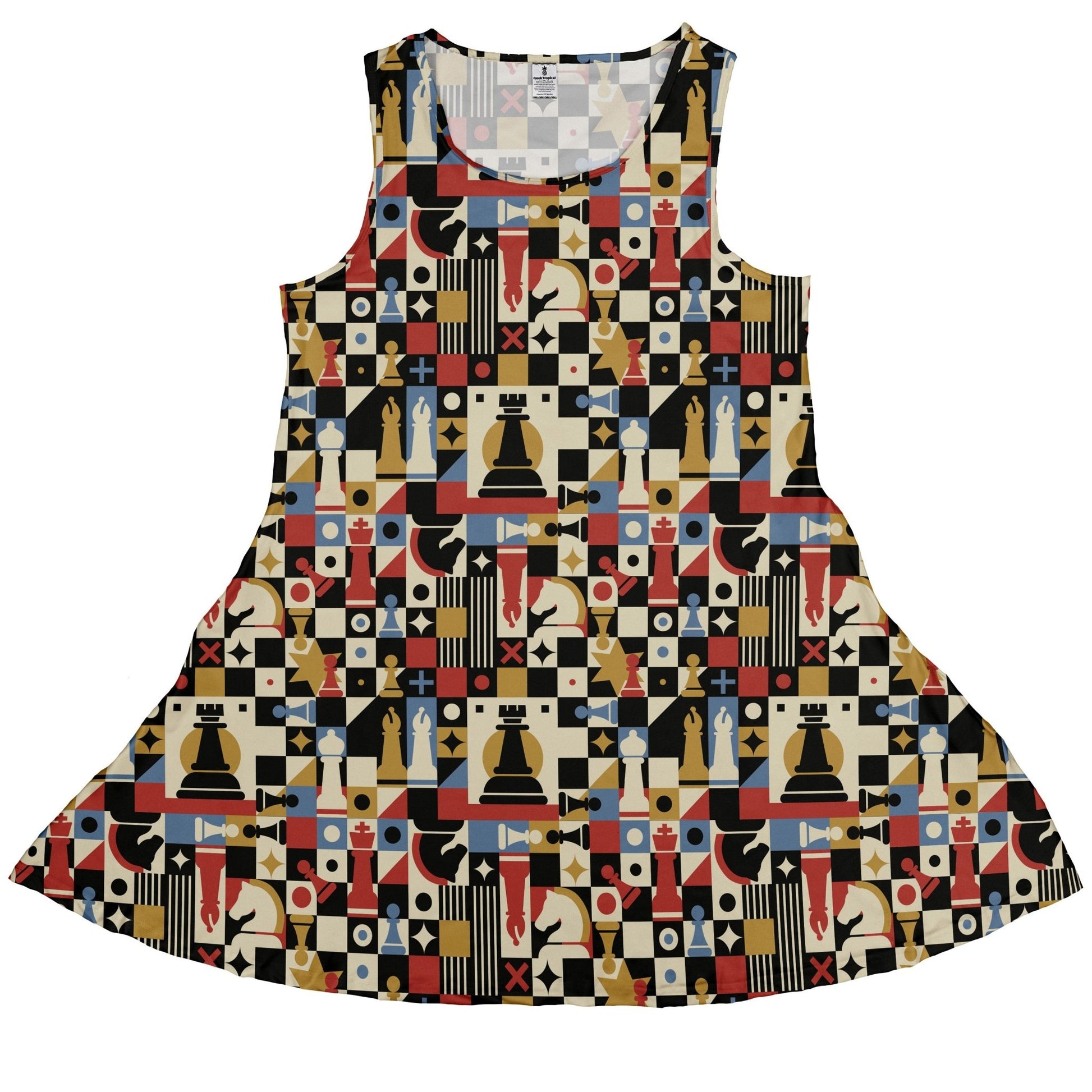 Vintage Chess Art Dress Geek Nerd 0925 board game print Design by Tobe Fonseca