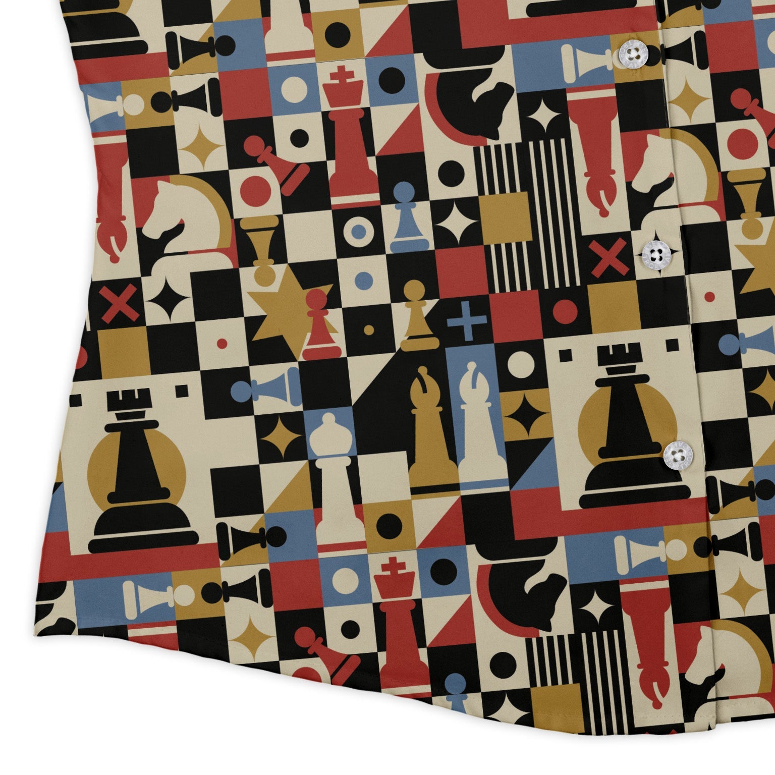 Vintage Chess Art Curvy Button Up Shirt Geek Nerd 0925 All Adult Button Up Shirts board game print