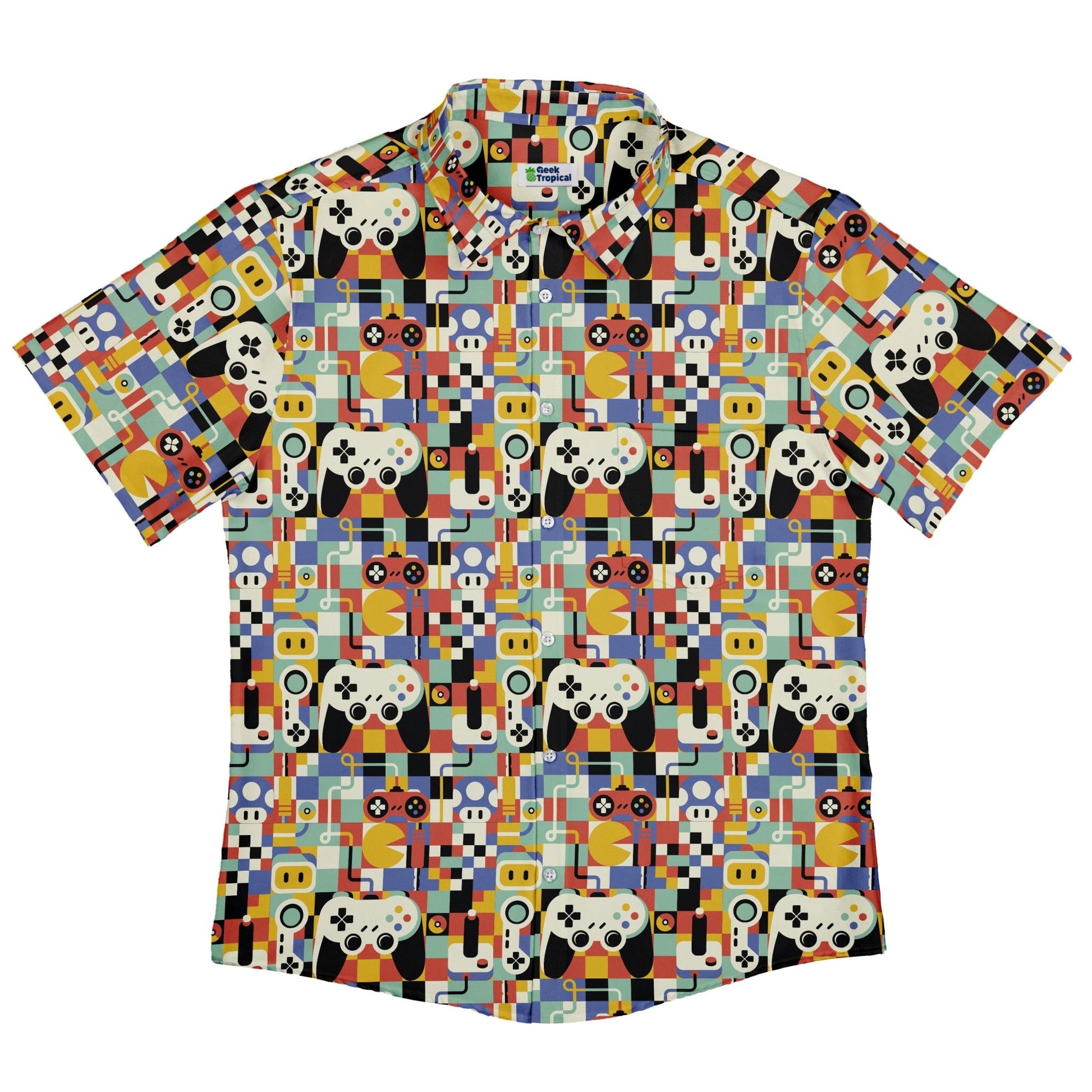 Vintage Gamer Art Button Up Shirt Geek Nerd 0925 adult sizing All Adult Button Up Shirts