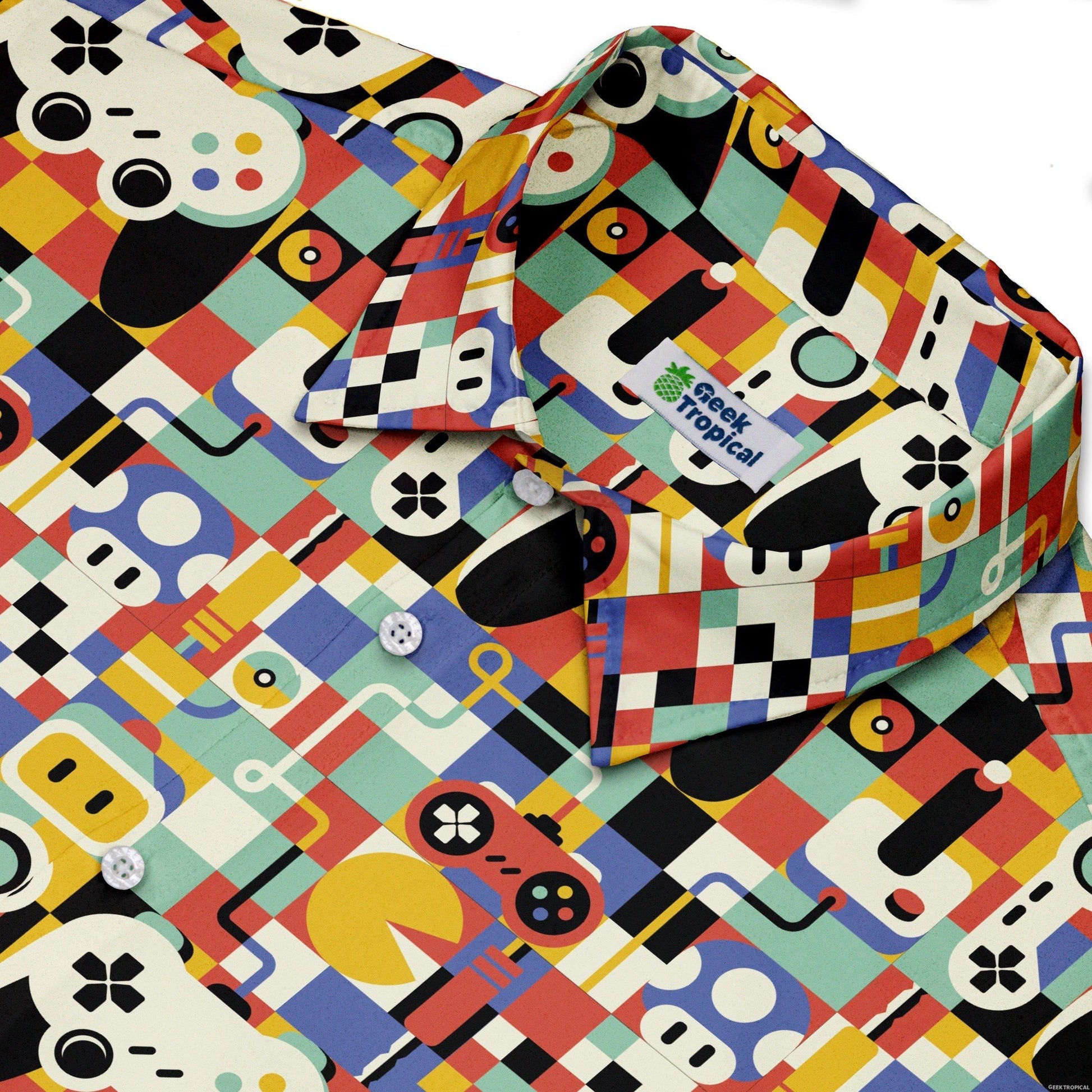 Vintage Gamer Art Button Up Shirt Geek Nerd 0925 adult sizing All Adult Button Up Shirts