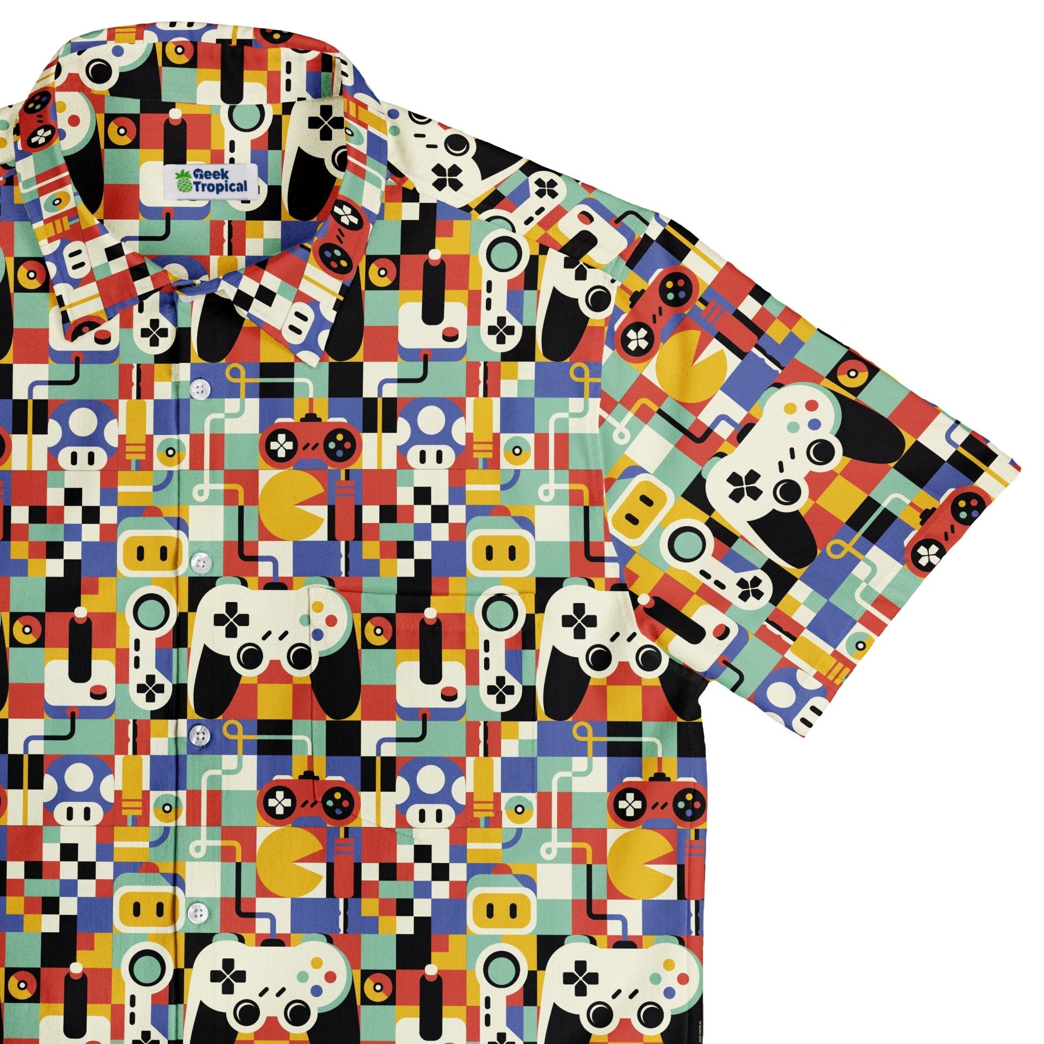 Vintage Gamer Art Button Up Shirt Geek Nerd 0925 adult sizing All Adult Button Up Shirts