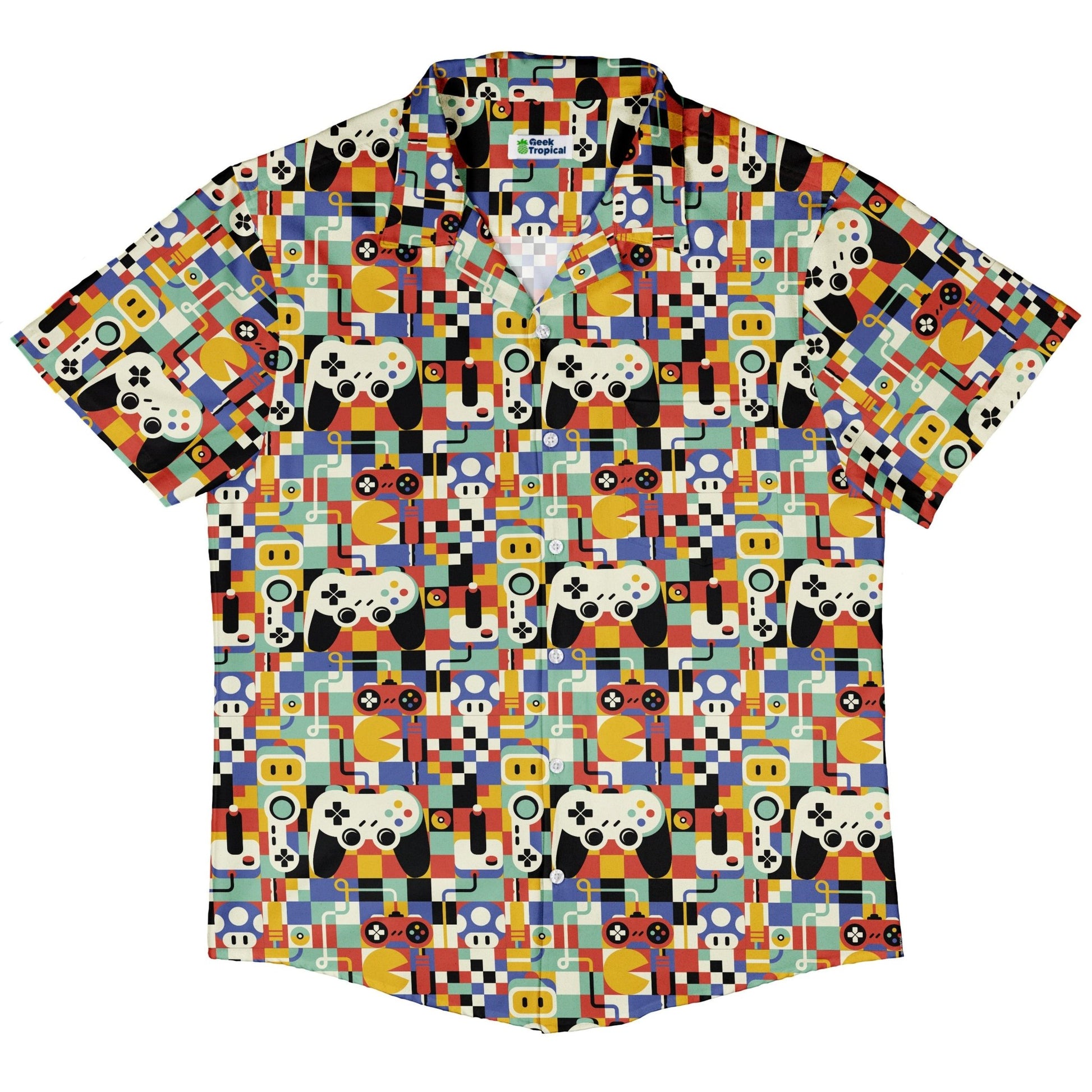 Vintage Gamer Art Button Up Shirt Geek Nerd 0925 adult sizing All Adult Button Up Shirts