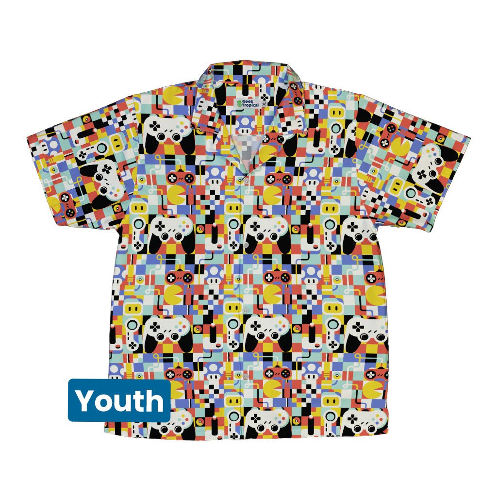 Vintage Gamer Art Youth Hawaiian Shirt Geek Nerd 0925 Design by Tobe Fonseca FLOW DESC WRITING