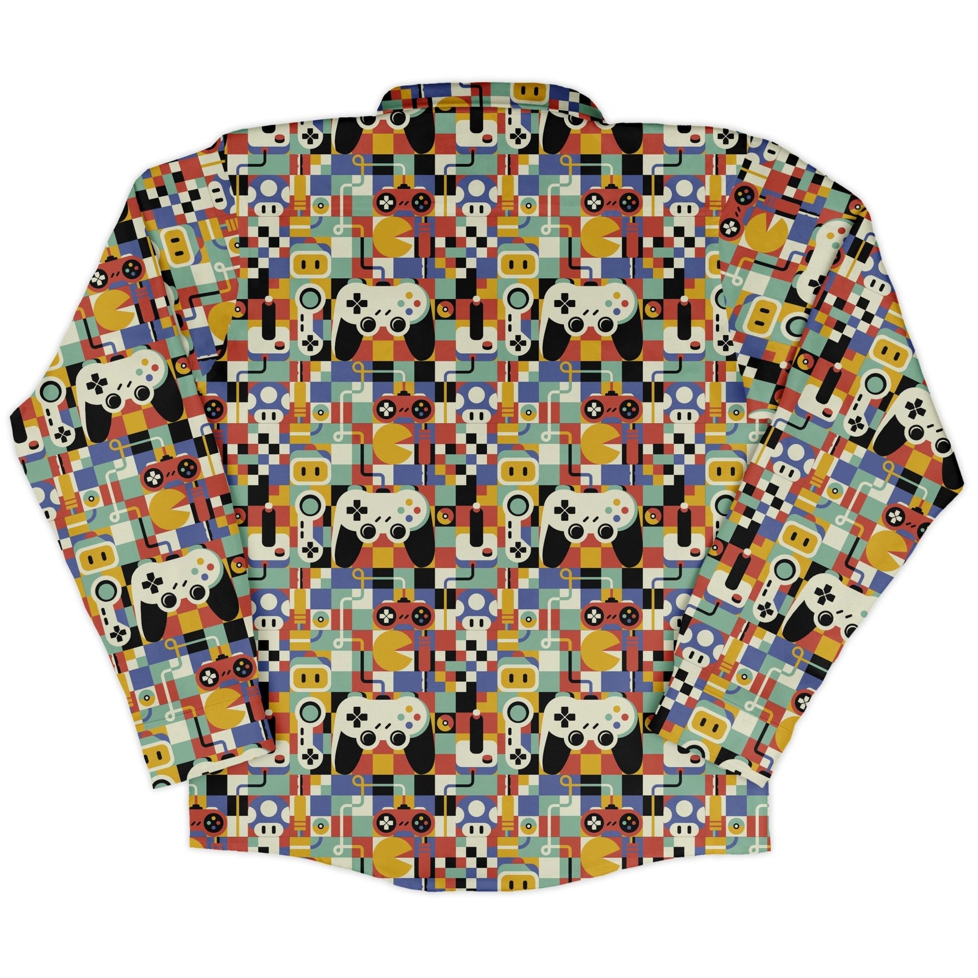 Vintage Gamer Art Long Sleeve Button Up Shirt Geek Nerd 0925 adult sizing All Adult Button Up Shirts