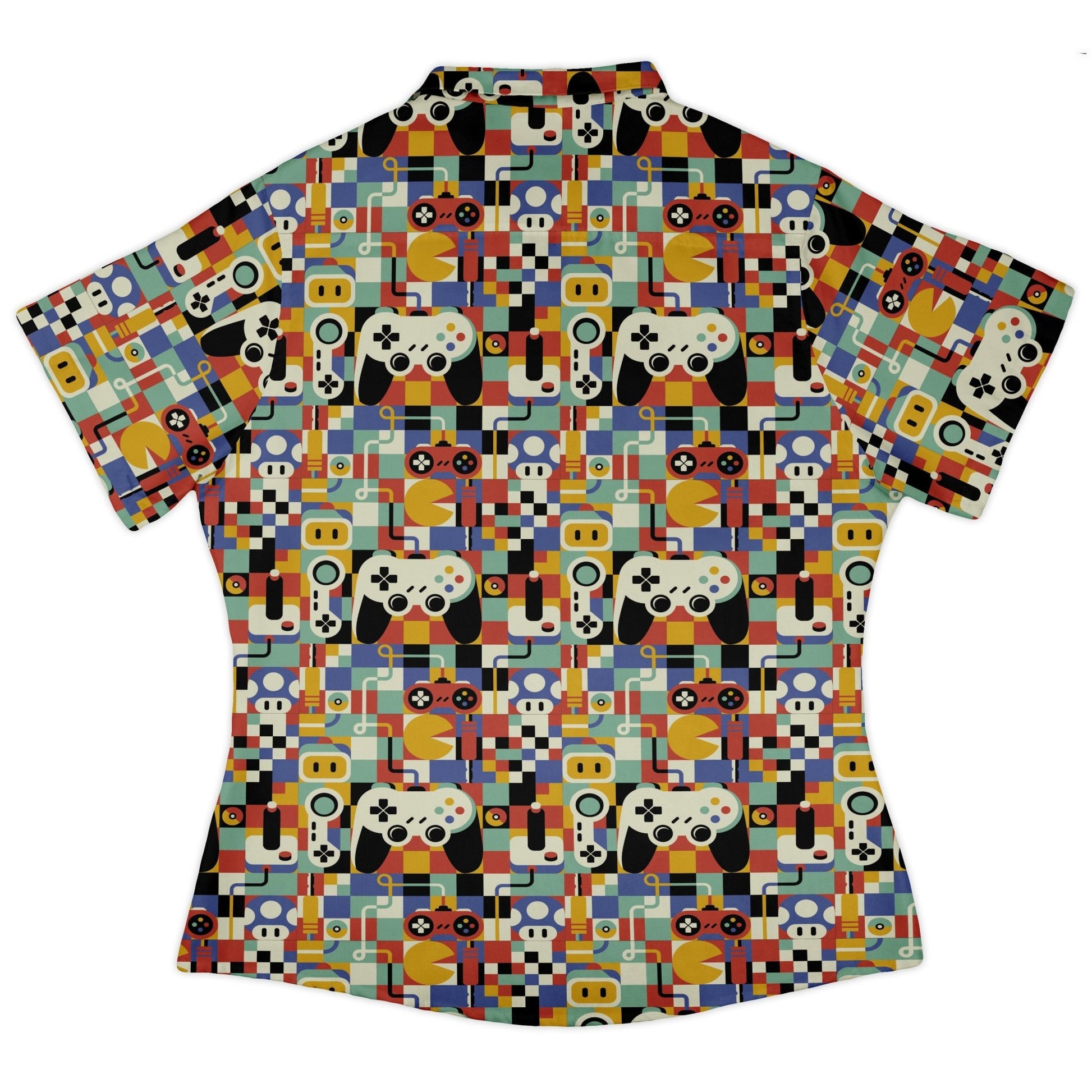 Vintage Gamer Art Curvy Button Up Shirt Geek Nerd 0925 All Adult Button Up Shirts Design by Tobe Fonseca