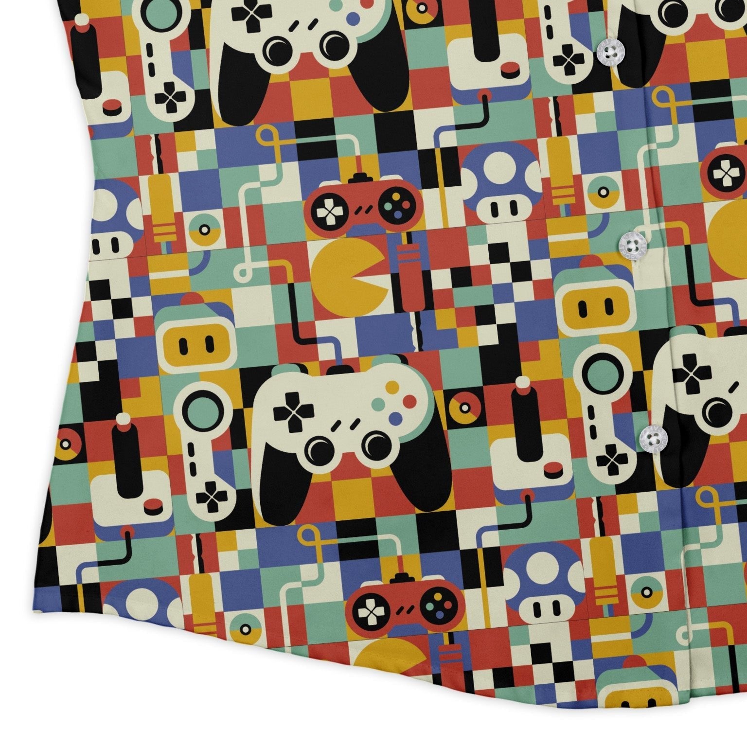 Vintage Gamer Art Curvy Button Up Shirt Geek Nerd 0925 All Adult Button Up Shirts Design by Tobe Fonseca