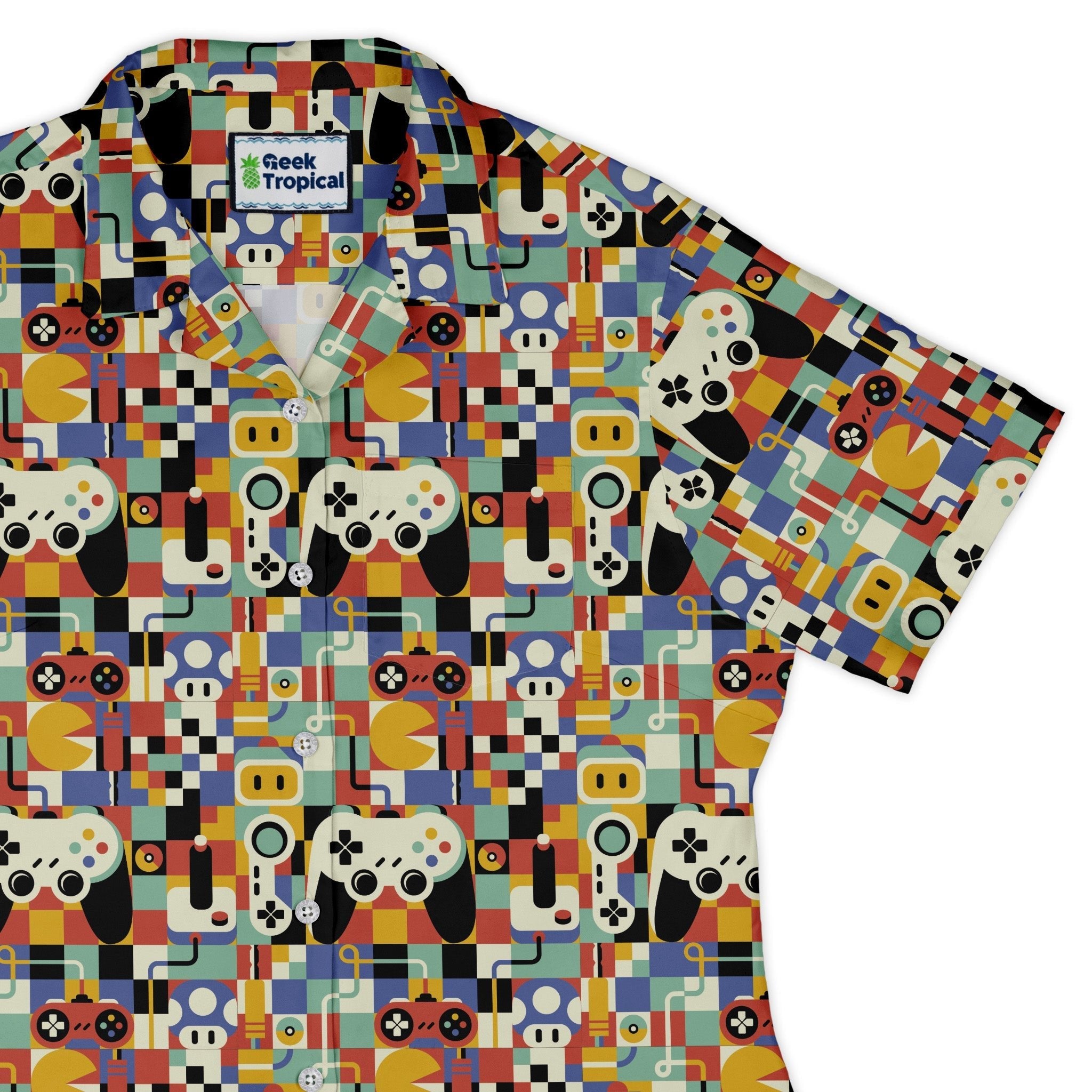 Vintage Gamer Art Curvy Button Up Shirt Geek Nerd 0925 All Adult Button Up Shirts Design by Tobe Fonseca