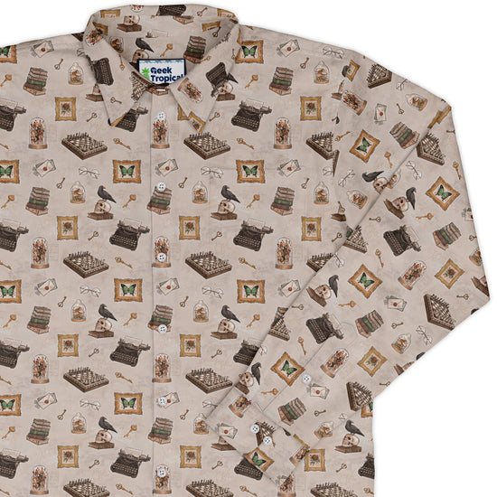 Vintage Gothic Library Long Sleeve Button Up Shirt Geek Nerd adult sizing Anime Ivy Dolamore