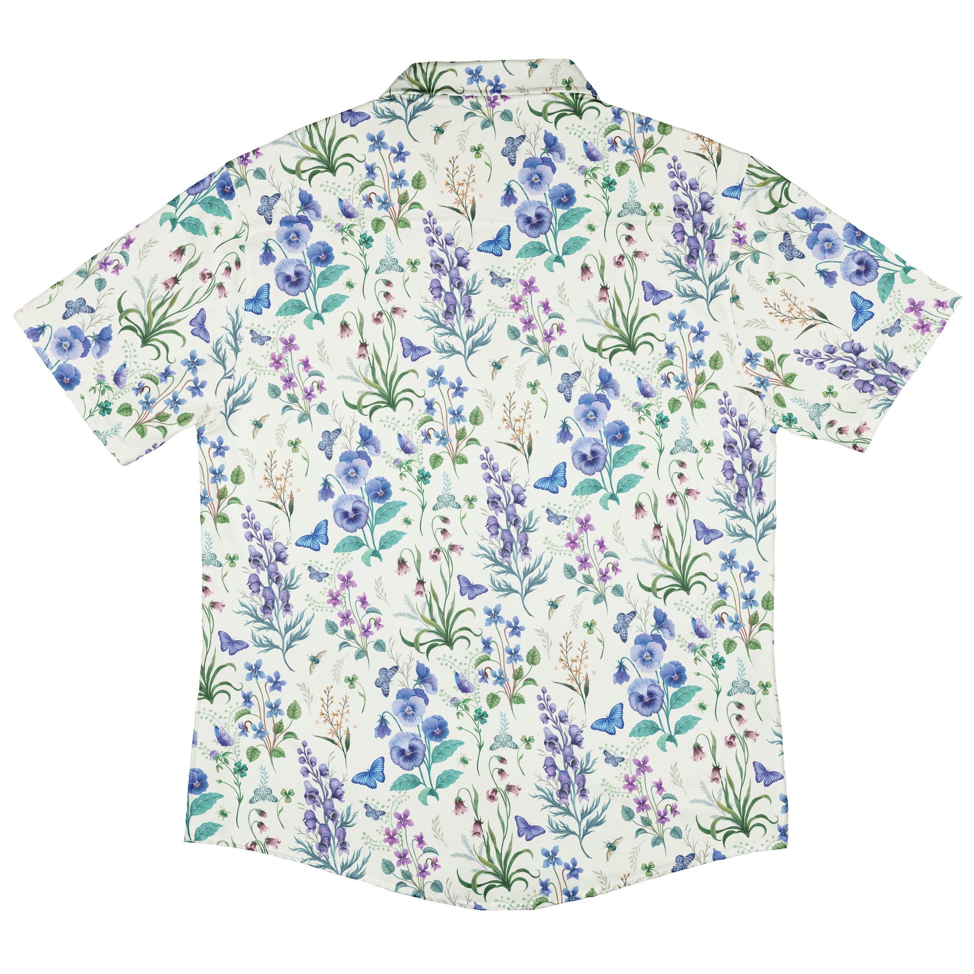 Watercolor Wildflower Meadow Button Up Shirt Back