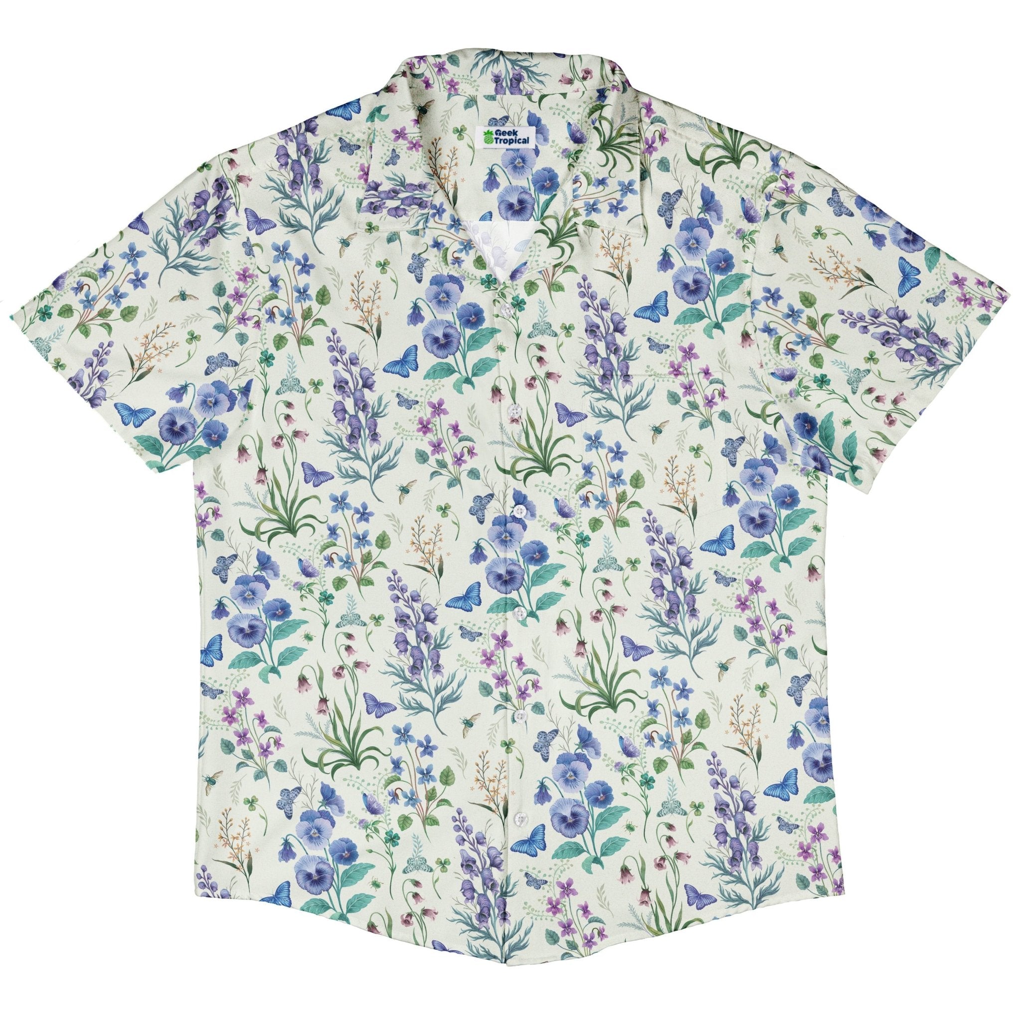Watercolor Wildflower Meadow Button Up Shirt 5
