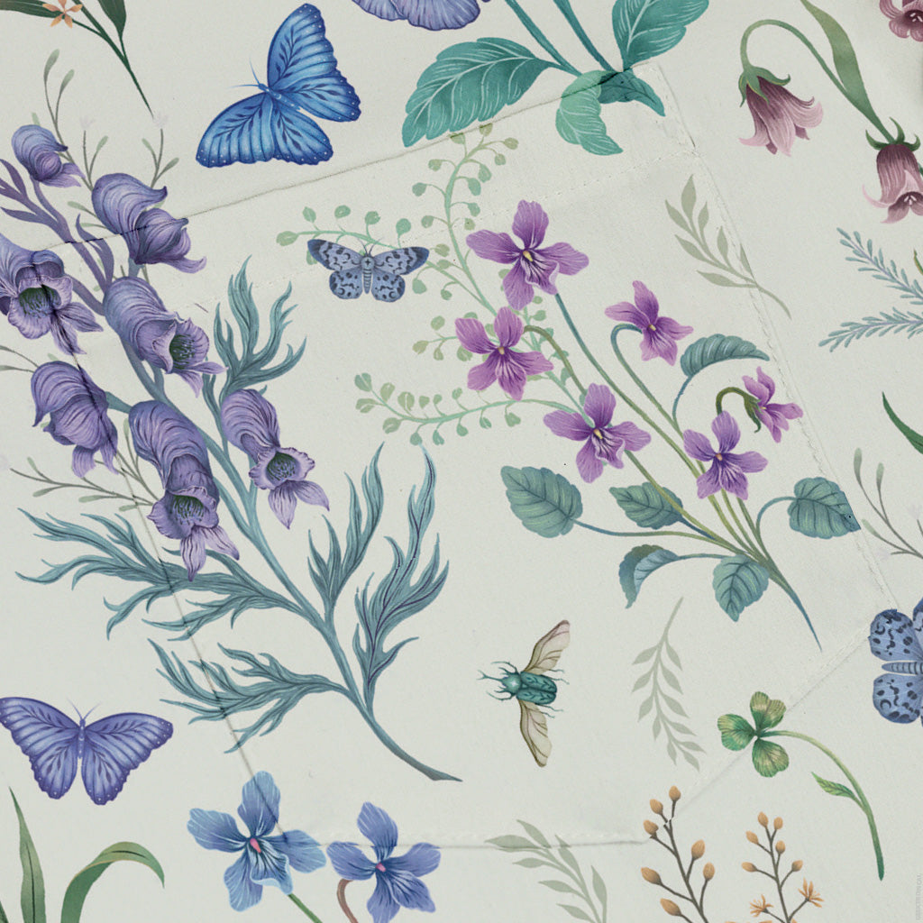 Watercolor Wildflower Meadow Button Up Shirt Pocket