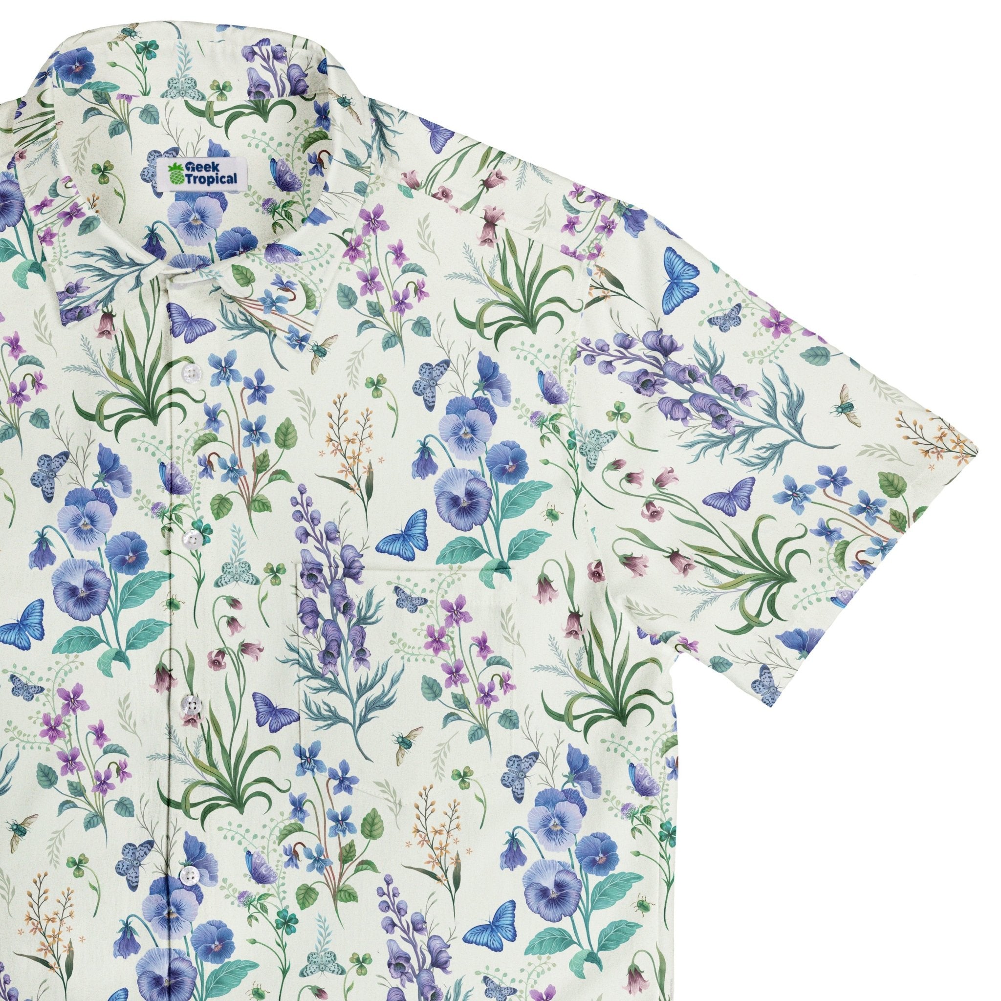 Watercolor Wildflower Meadow Button Up Shirt 1