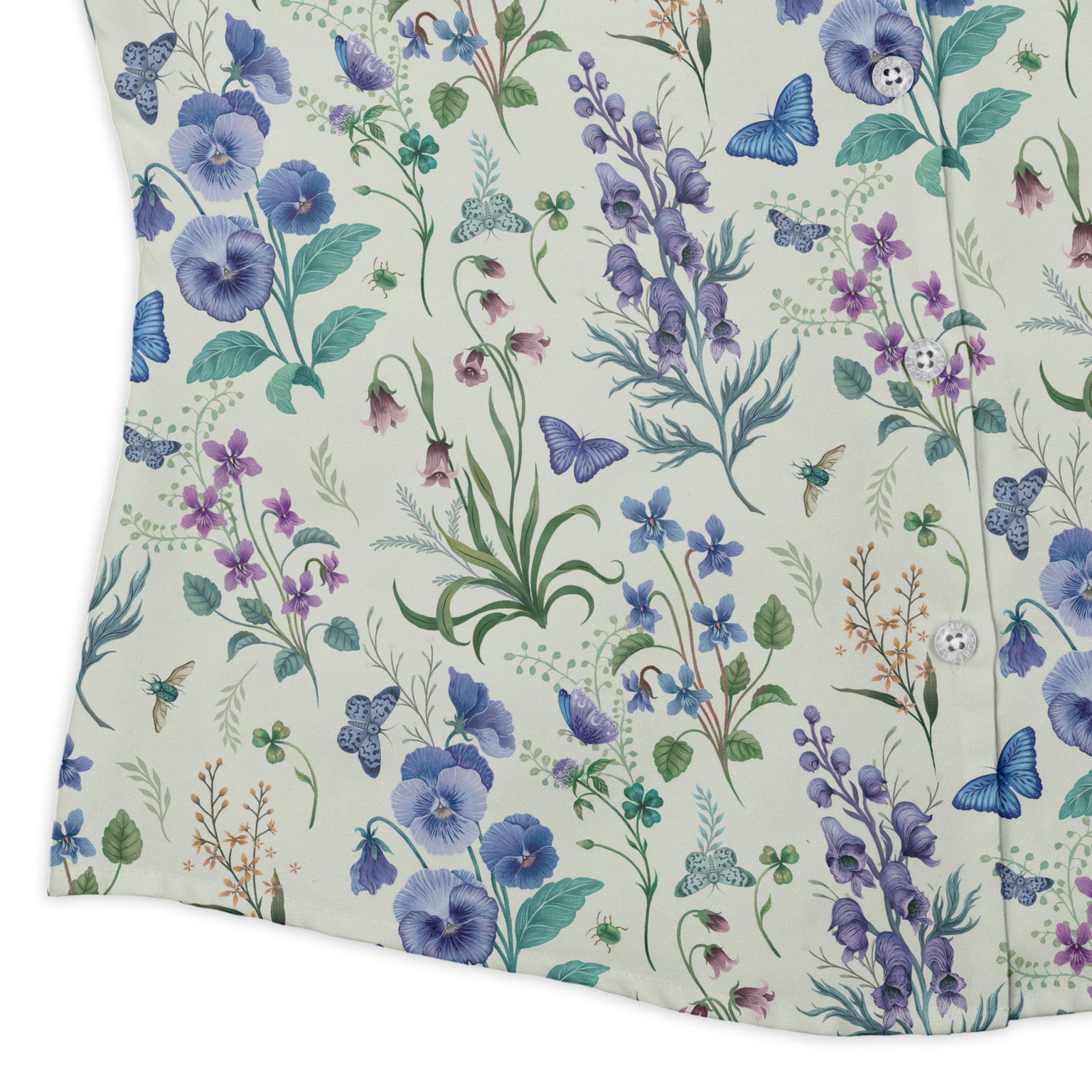 Watercolor Wildflower Meadow Curvy Button Up Shirt womens corner