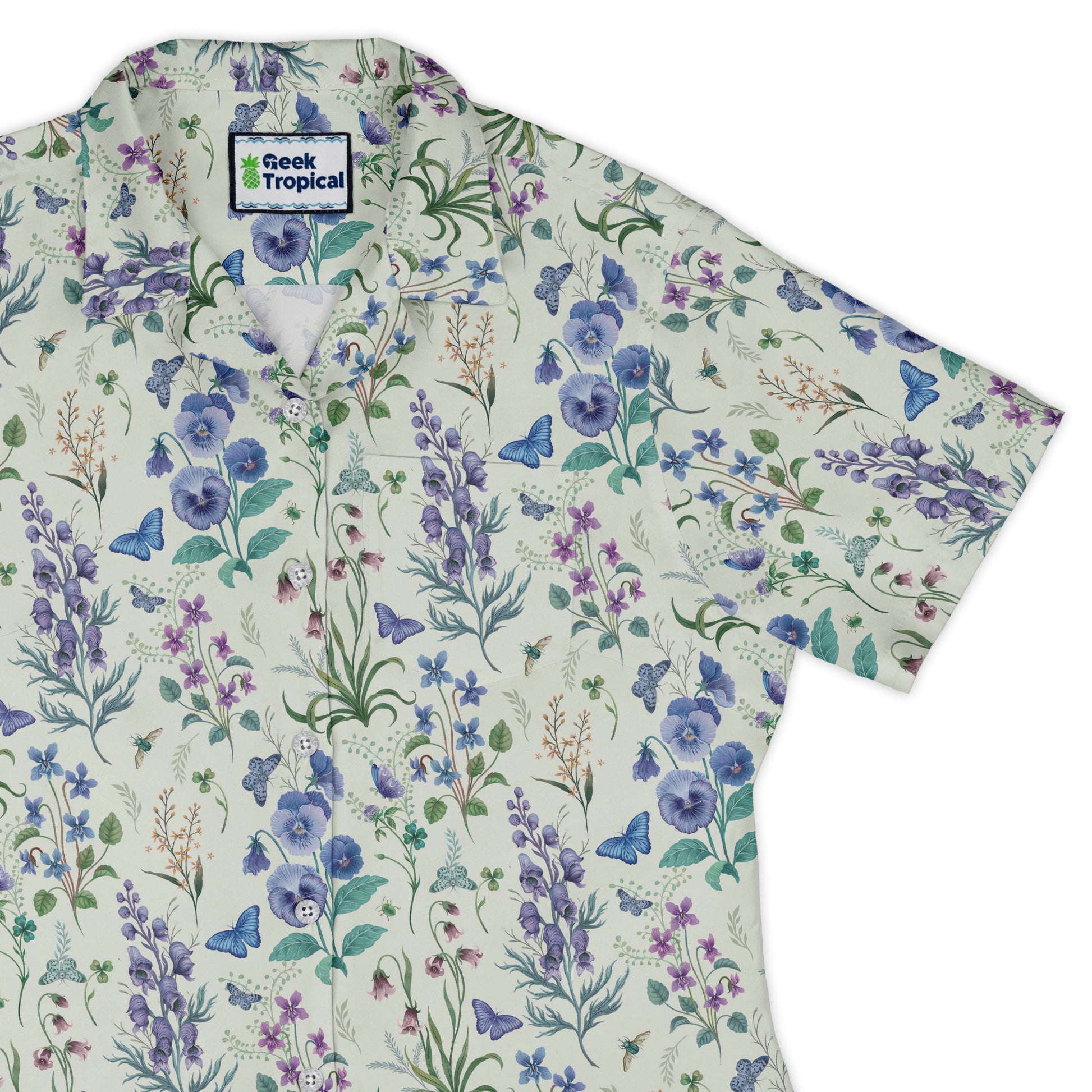 Watercolor Wildflower Meadow Curvy Button Up Shirt womens top right