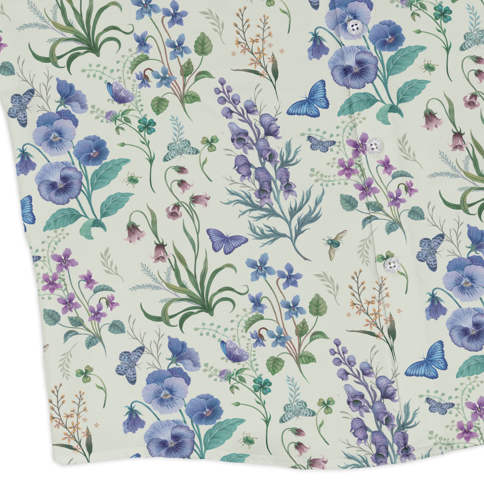 Watercolor Wildflower Meadow Long Sleeve Button Up Shirt corner