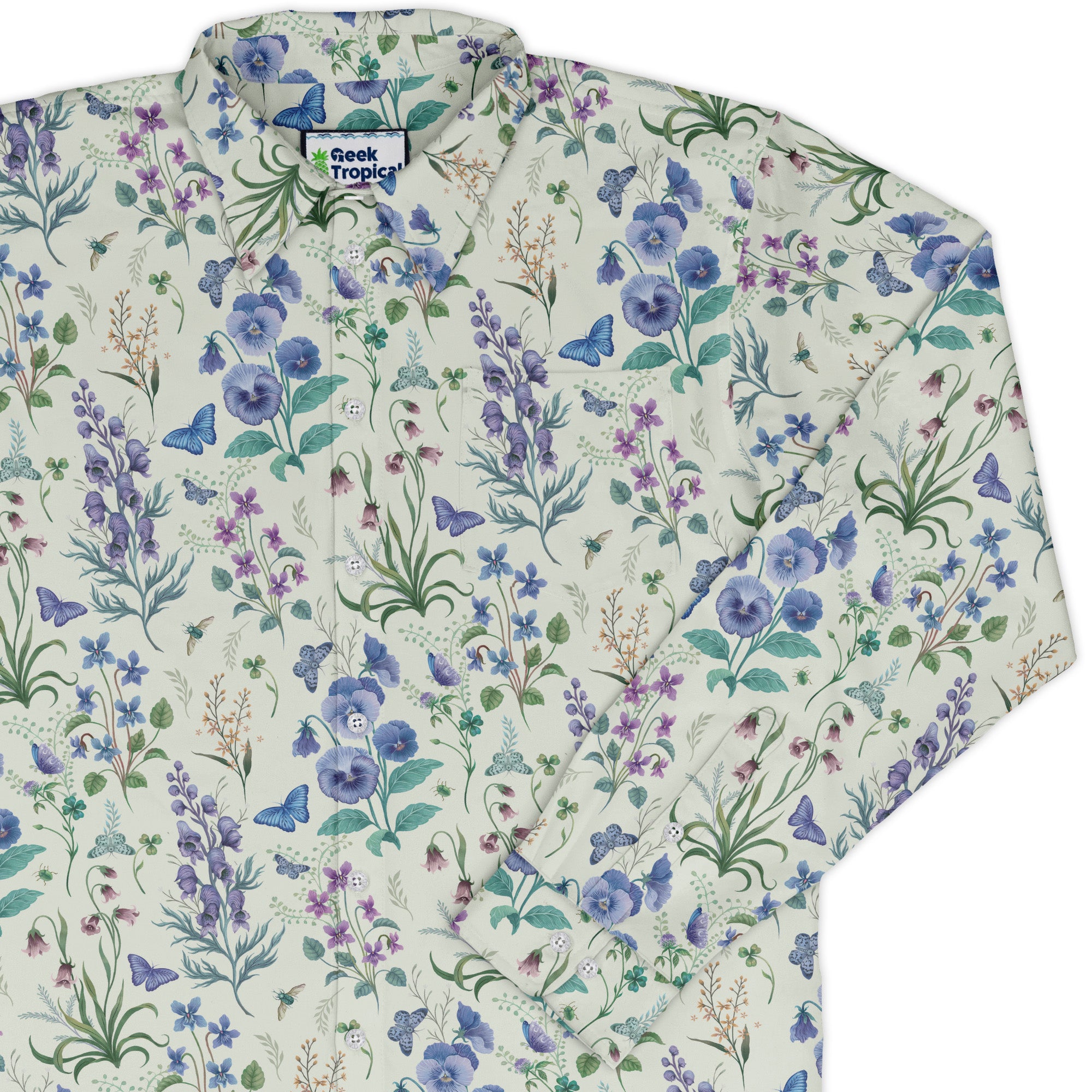 Watercolor Wildflower Meadow Long Sleeve Button Up Shirt cover