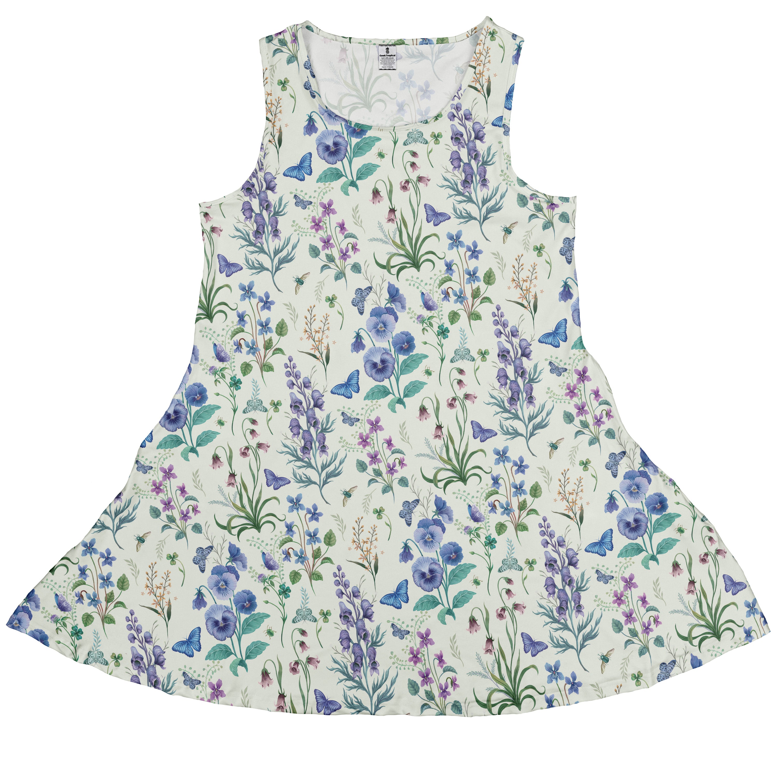 Watercolor Wildflower Meadow Sleeveless Dress front