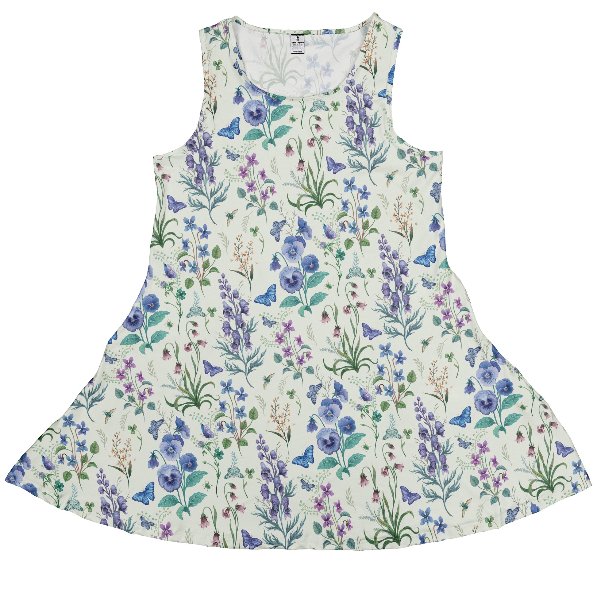 Watercolor Wildflower Meadow Sleeveless Dress front