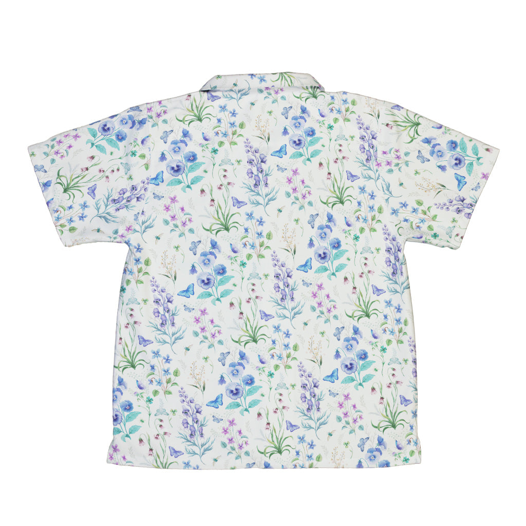 Watercolor Wildflower Meadow Youth Hawaiian Shirt Back