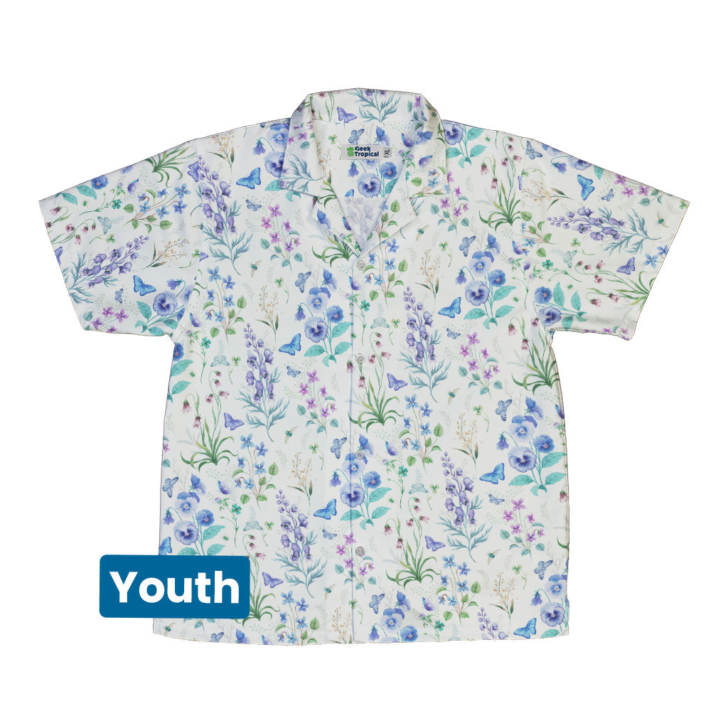 Watercolor Wildflower Meadow Youth Hawaiian Shirt Front